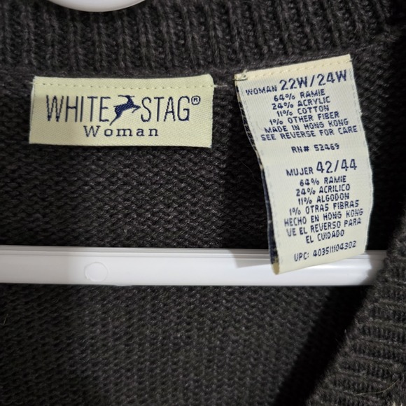 Vintage White Stag 22/24W Black Red White Zipped Winter Snowflakes Sweater Vest - Picture 4 of 8